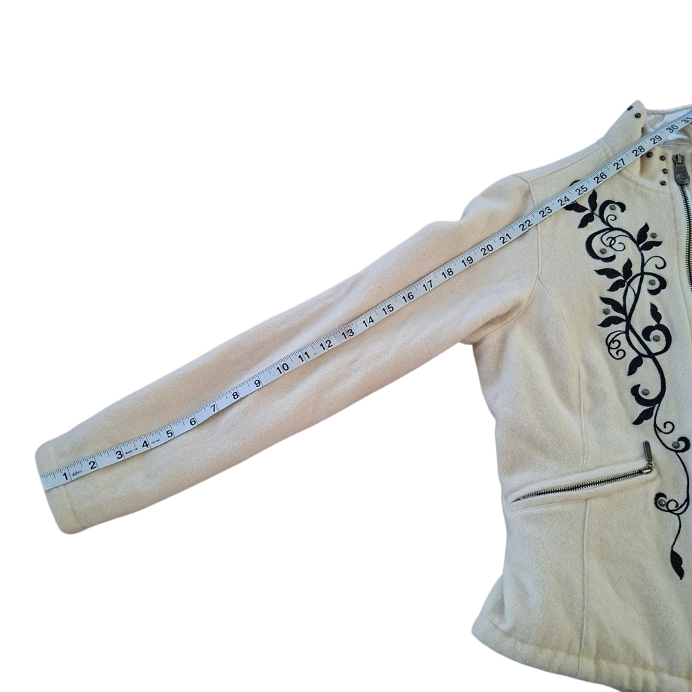 Powder PR River Cream Wool Jacket with Black Embroidery Cardigan Outfitters - Picture 12 of 12